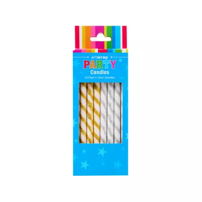 Silver Gold Candle Glitter 12cm 16pk