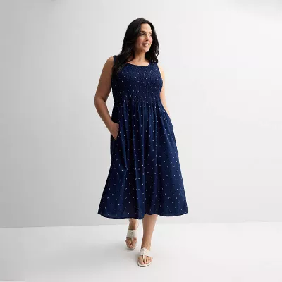 Plus Size Croft & Barrow® Smocked Midi Dress