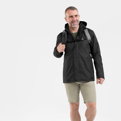 Regenjacke Herren wasserdicht Wandern - NH500 schwarz