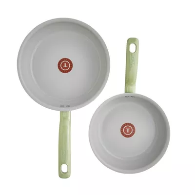 T-fal Fresh Recycled Aluminum Ceramic, Fry Pan Set, 2 Piece, 8.5 and 10.25 Inch, Green