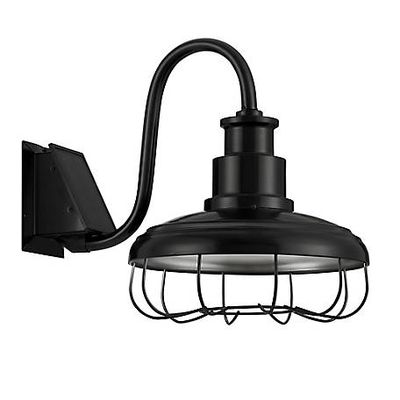 Red Shed 15 in. Solar Barn Lamp with Cage, Black
