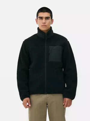 Chaqueta de piel de borrego sintética con cremallera