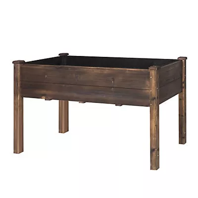 Veikous Cedar Raised Garden Bed with Liner, 47 x 23 x 30in., Rustic