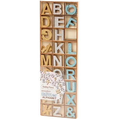 Dřevěná písmena se třpytkami Hobby Flora