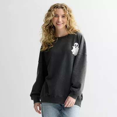 Juniors' Halloween Graphic Oversized Pullover