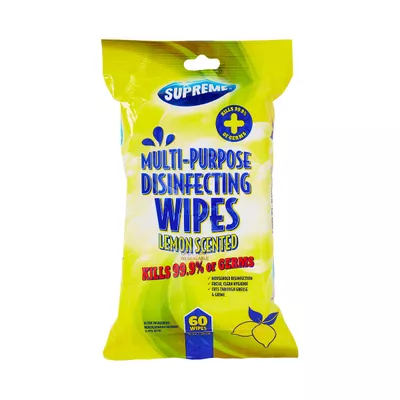 Supreme Disinfectant Wipes Lemon 60pk