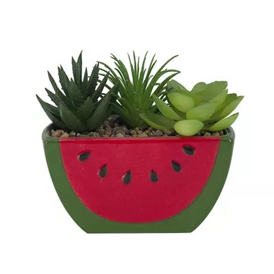 Faux Succulent in Watermelon Pot