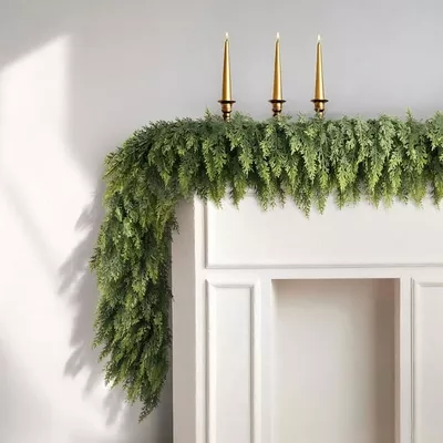 RBCKVXZ 5 FT Christmas Garland Thick and Realistic Artificial Cedar Garland Green Faux Needles Garland for Christmas Winter Home Mantel Fireplace Holiday Party Decorations