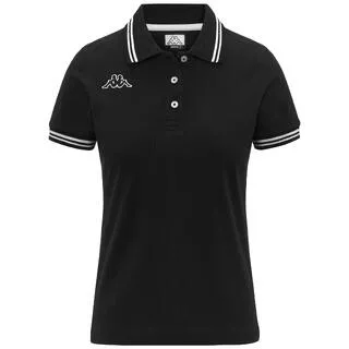 KAPPA polo maniche corte da donna in cotone nero da fitness