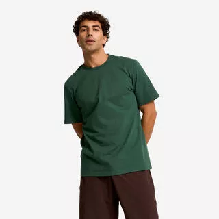 DOMYOS T-shirt uomo palestra regular fit cotone verde scuro