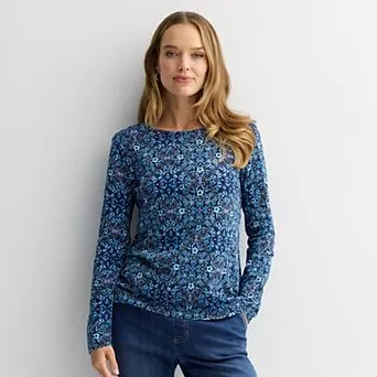 Women's Croft & Barrow® Essential Long-Sleeve Classic Crewneck Tee