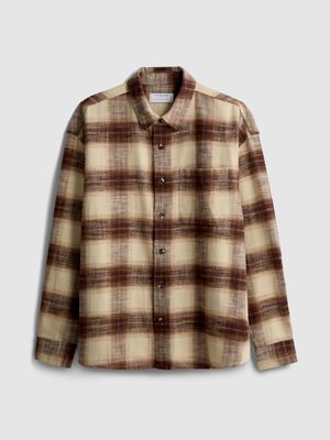 Camisa a cuadros con textura de manga larga
