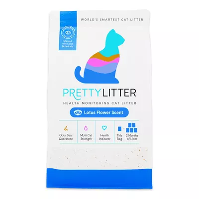 PrettyLitter Non-Clumping Health Monitoring Cat Litter, Lotus Flower Scent, 8 lb Bag