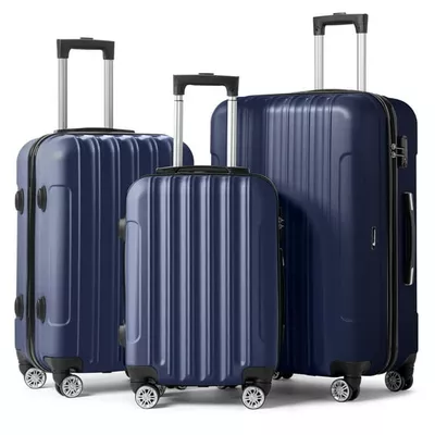 Zimtown 3 Piece Nested Spinner Suitcase Luggage Set With TSA Lock Navy Blue