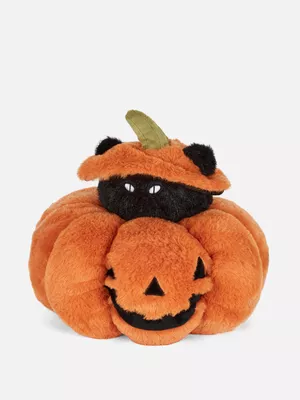 Cojín en forma de calabaza con gato