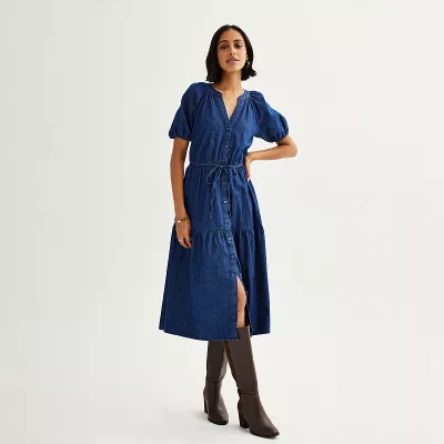 Women's Sonoma Goods For Life® Elastic Sleeve Midi Dress