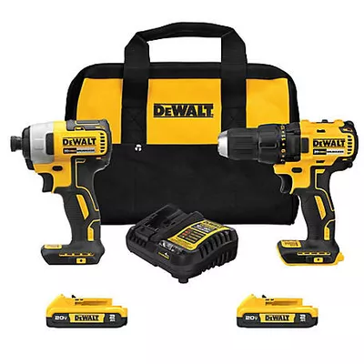 DEWALT Cordless 20V Max Brushless Drill Impact Combo Tool Kit, 2 pc.