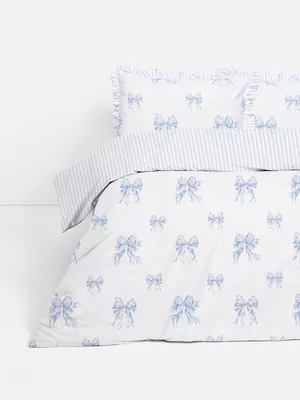 Set de funda nórdica doble con lazos y rayas