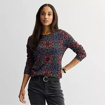 Petite Croft & Barrow® Crewneck Long-Sleeve Tee