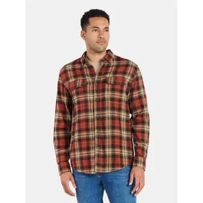 George Men's and Big Men's Double Pocket Flannel Shirt, Sizes XS-3XLT