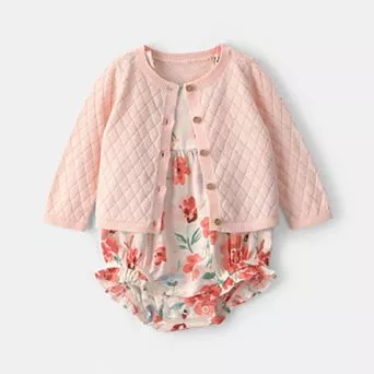 Baby Girl Carter's 2 pc Floral Cardigan & Bubble Romper Set