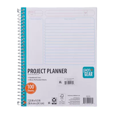 Pen+Gear Project Planner with Numbered Lines, White, 9.5" x 7.25", 100 Sheets