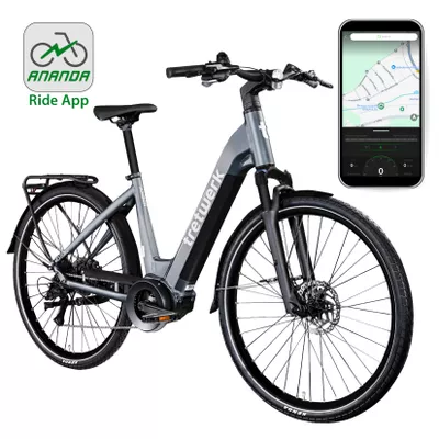 Tretwerk Amber E Bike Damen 28 Zoll Elektrofahrrad 155 - 185 cm Hollandrad anthrazit 48 cm