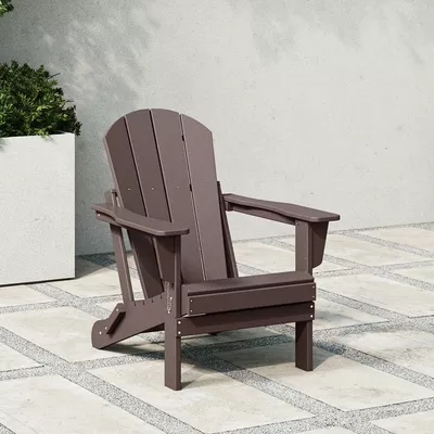 Westintrends Outdoor Folding HDPE Adirondack Chair, Patio Seat, Weather Resistant, Dark Brown