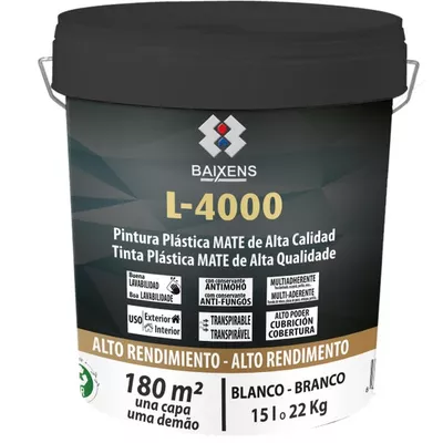 PINTURA PLASTICA BLANCA MATE 15L L4000