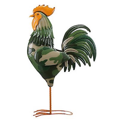 Red Shed Indoor/Outdoor Camo Metal Rooster Statue, 6 ft.
