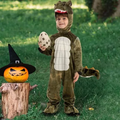 Joyfy T-rex Dinosaur Animals Costumes Jumpsuit with Toy Egg for Kids Halloween Dress-up Party 2-7 Years