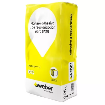 MORTERO ADHESIVO Y REGULARIZADOR WEBER SATE 25 KG GRIS