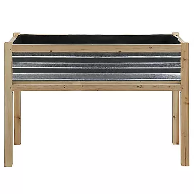 New!  GroundWork Galvanized Steel and Wood Raised Planter