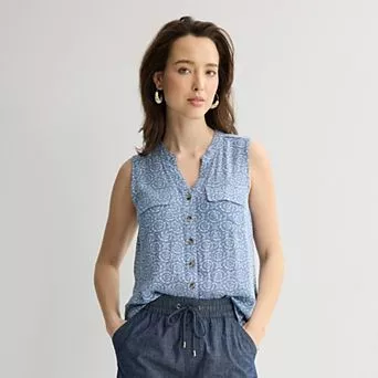Women's Croft & Barrow® Y-Neck Tank Top