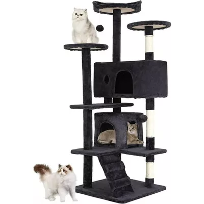 BestPet 54in Cat Tree Tower, Scratch Posts, Condo, Toys, Dark Gray, Perfect for Active Cats