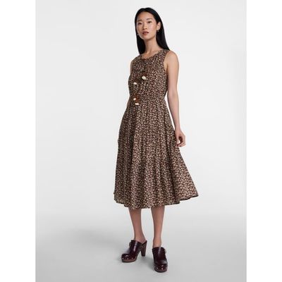 Scenario Women's and Women's Plus Sleeveless Tie Neck Tiered Midi Dress, Sizes XS-4X