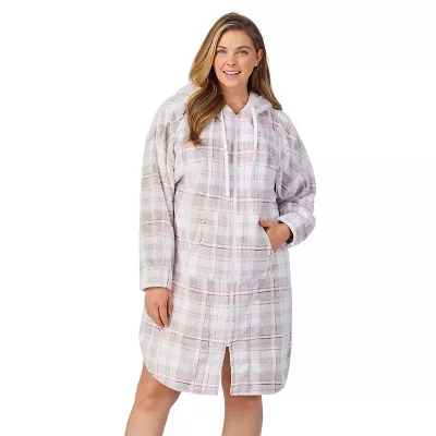 Plus Size Cuddl Duds® Hooded Plush Zip Robe