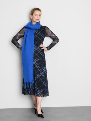 Vestido midi de malla de manga larga