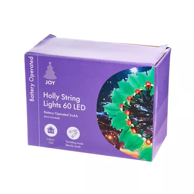 Christmas Battery-Operated Holly Berry String Lights