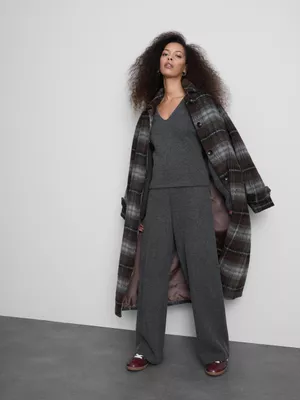 Jersey con cuello de pico en mezcla de algodón