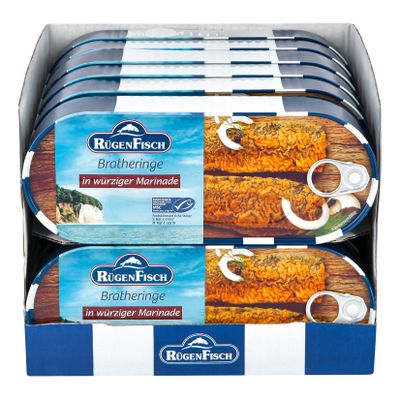 Rügenfisch Bratheringe in Marinade 500 g Abtropfgewicht, 12er Pack