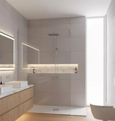 MAMPARA DE DUCHA FRONTAL FIJA CARIBE PRO 100CM CROMO