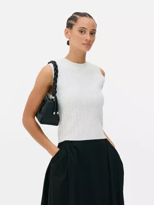 Top de punto trenzado sin mangas