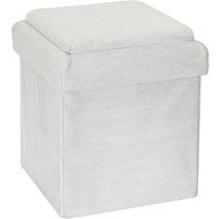 Puff plegable almacenaje cuadrado color blanco 27x38 cm (anchoxalto)