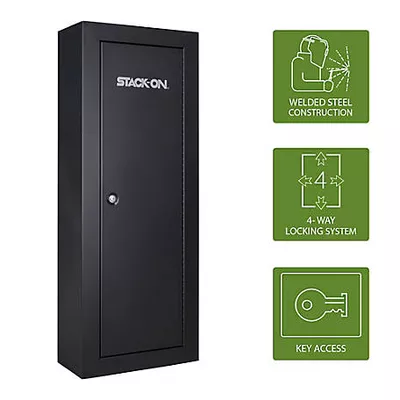 Stack-On 8 Long Gun 7.71 cu. ft. Key Lock Gun Cabinet, Black