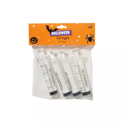Halloween Plastic Syringes 4pk