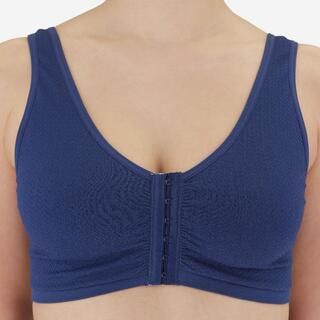 DECATHLON Reggiseno apertura frontale donna fitness sostegno leggero blu petrolio