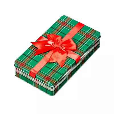 Christmas Tartan Tin With Bow