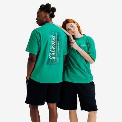 DECATHLON T-Shirt Damen/Herren Grafik - Elementals grün