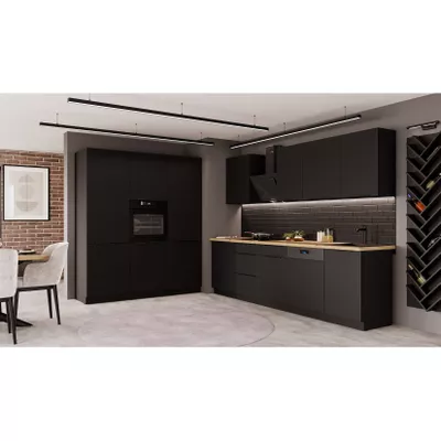 Küche SIENA 280 + 180 cm Küchenzeile Küchenblock Einbauküche Schwarz matt